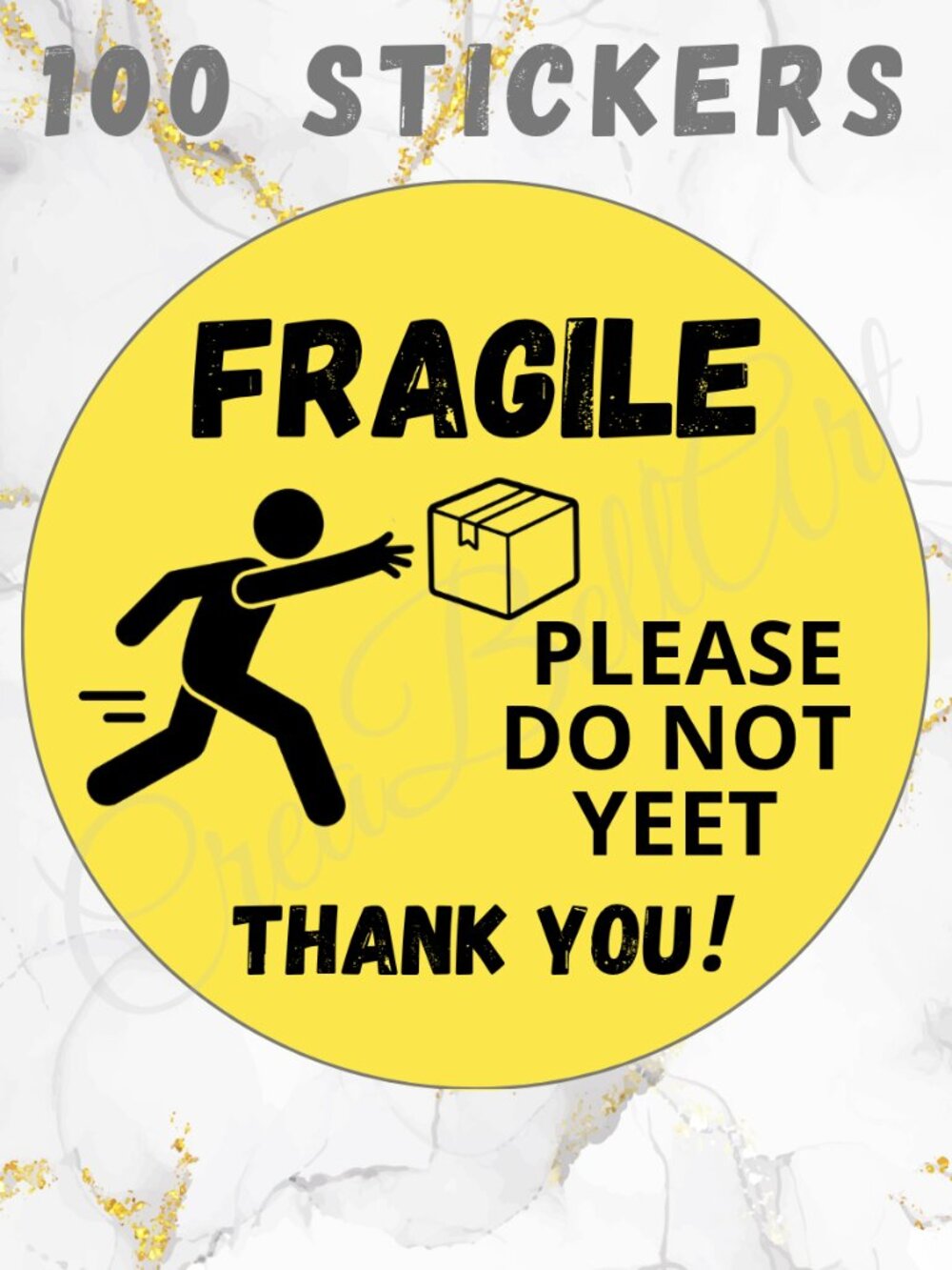 100 Thank you Stickers Thermal 2" |  Fragile Sticker